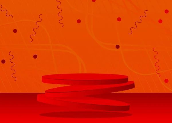 Подиум Оранжевого Красного Цилиндров Сцена Демонстрирует Минимальные Геометрические Формы Пустую — стоковый вектор