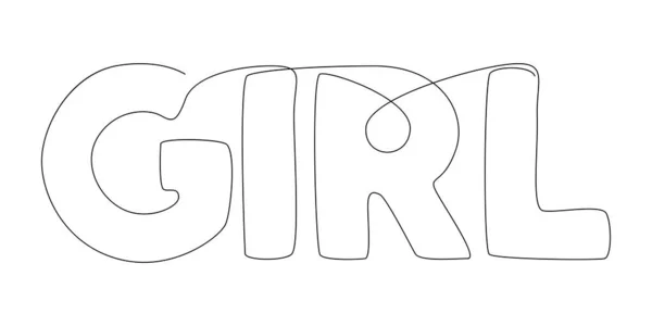 一个连续的女孩字行 细线图解向量概念 环球旅行吸引创意 — 图库矢量图片