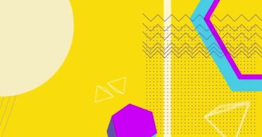 Minimum geometrik Retro arkaplan. Klasik Geometrik temalı arka plan videosu. Beyaz boşluğu olan soyut grafik. Basit şekiller şablon, çizgi film elemanları tasarımı.