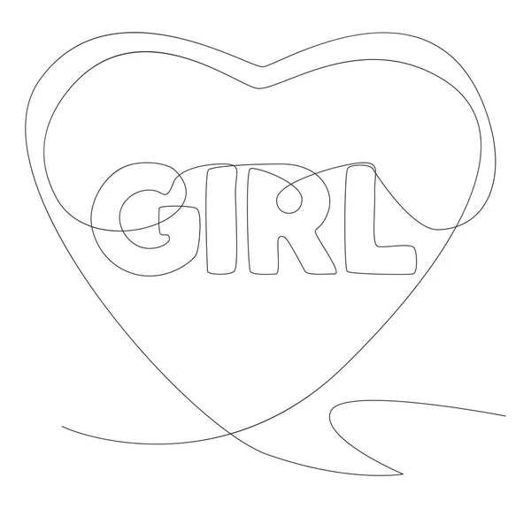 Eine Durchgehende Zeile Sprechblase Mit Girl Text Thin Line Illustration — Stockvektor