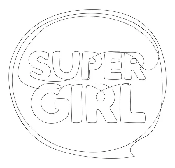 Uma Linha Contínua Bolha Fala Com Texto Super Girl Conceito — Vetor de Stock