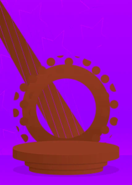 紫色和棕色现实的圆柱形基座讲台 摘要舞台展示摘要 矢量3D建模产品展示室 几何形状极小 场景空旷 — 图库矢量图片