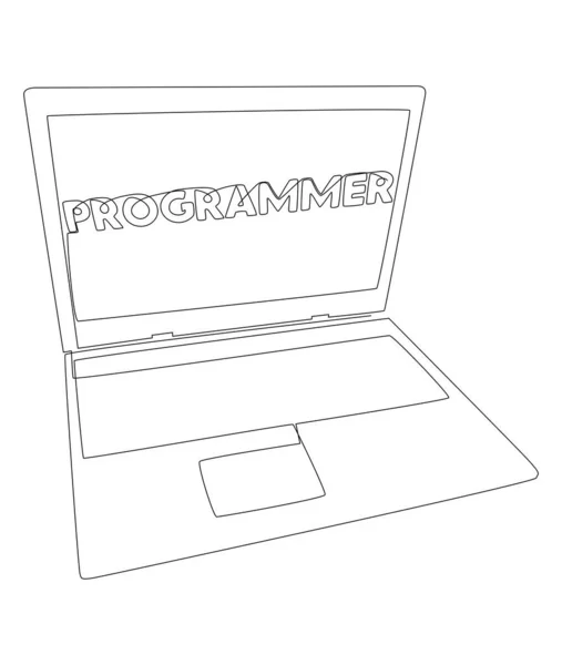 Eine Ununterbrochene Linie Laptop Mit Programmiererwort Thin Line Illustration Vektorkonzept — Stockvektor