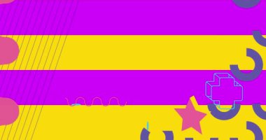 Minimum geometrik karikatür arkaplan videosu. Retro temalı Geometrik grafik arkaplan. Soyut şekil elementleri şablonu. Eski tasarım.