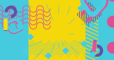 Minimum geometrik karikatür arkaplan videosu. Retro temalı Geometrik grafik arkaplan. Soyut şekil elementleri şablonu. Eski tasarım.