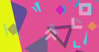 Retro temalı Geometrik grafik arkaplan. Minimum geometrik karikatür arkaplan videosu. Soyut şekil elementleri şablonu. Eski tasarım.