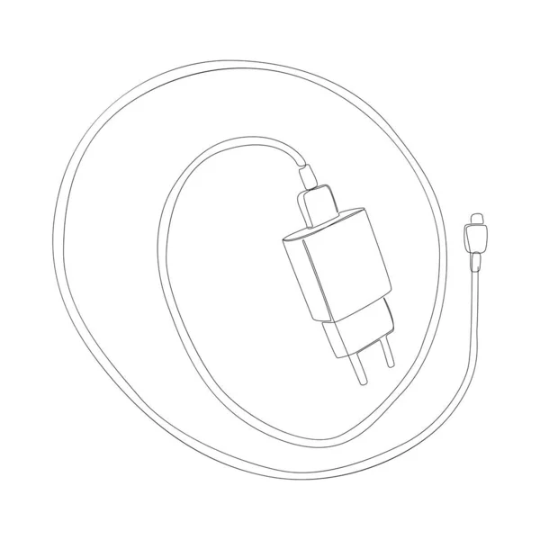 Una Línea Continua Cargador Teléfono Inteligente Concepto Vectorial Ilustración Línea — Vector de stock