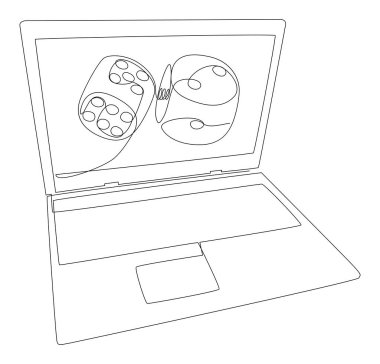 Devamlı bir dizüstü bilgisayar hattı. İnce Çizgi Çizimi Vektör Konsepti. Contour Yaratıcı Fikirler Çiziyor.