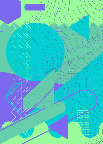 기하학적 파스텔 포스터 디자인 빈티지 그래픽 템플릿 기하학적 — 스톡 벡터