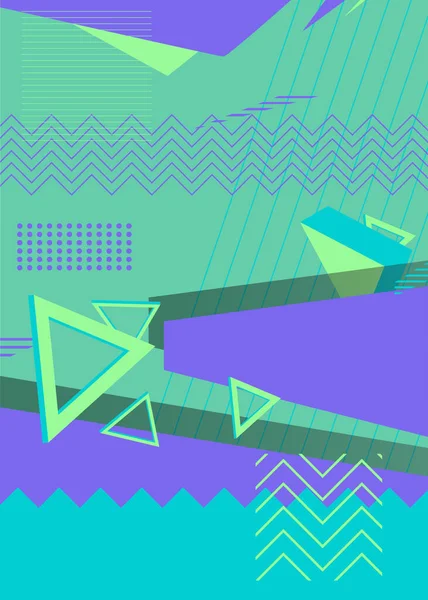 기하학적 파스텔 포스터 디자인 빈티지 그래픽 템플릿 기하학적 — 스톡 벡터