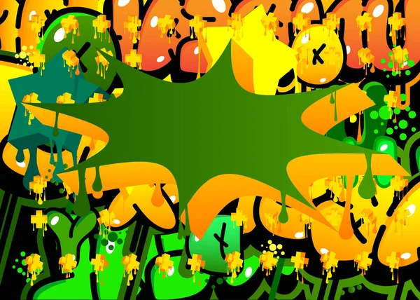 涂鸦背景 摘要城市绘画风格的现代绿色 黄色街道艺术演讲装饰 — 图库矢量图片