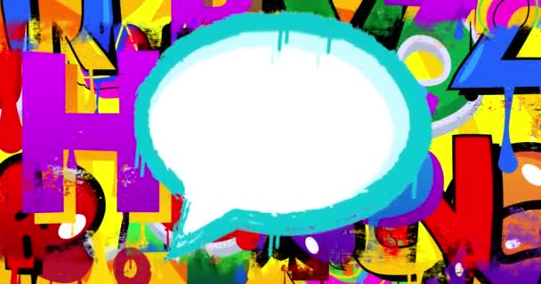 Белый Граффити Речи Пузырь Красочном Фоне Абстрактное Оформление Современного Уличного — стоковое видео
