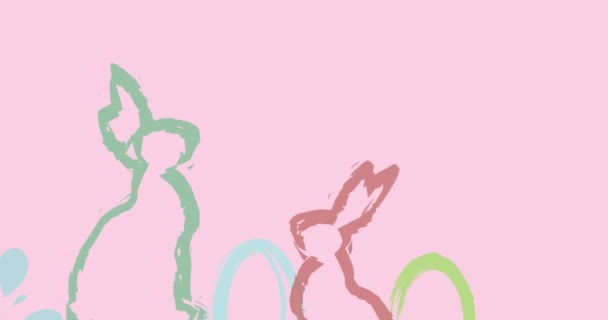 Fond Animation Pâques Avec Gros Lapin Oeufs Élégant Dessin Animé — Video
