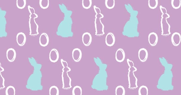 复活节动画背景与大兔子和蛋 优雅的假日卡通片的背景设计 有彩绘兔子和鸡蛋的贺卡 彩色的现代最小视频 — 图库视频影像