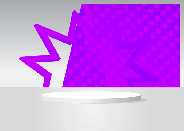 Vetrina Futuristica White Purple Stage Podio Piedistallo Cilindro Sci Minimale — Vettoriale Stock