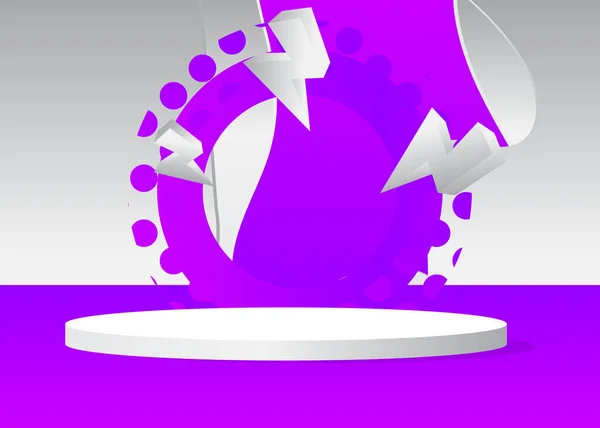 Vitrine Futuriste White Purple Stage Podium Sur Socle Cylindrique Science — Image vectorielle