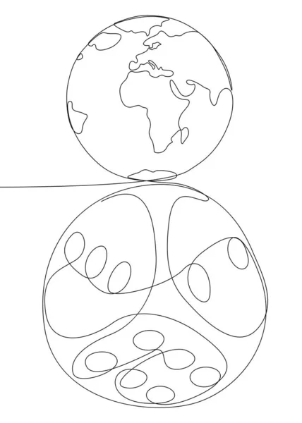 Una Línea Continua Earth Globe Dice Concepto Vectorial Ilustración Línea — Vector de stock