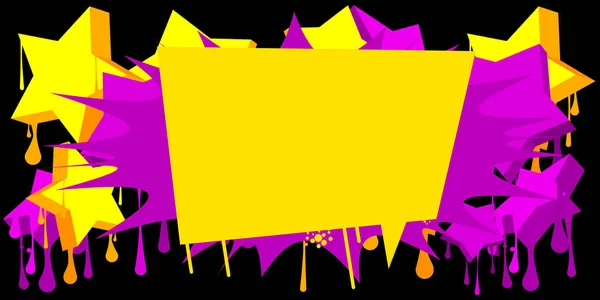 Paarse Gele Graffiti Speech Bubble Achtergrond Abstract Moderne Straatkunst Banner — Stockvector