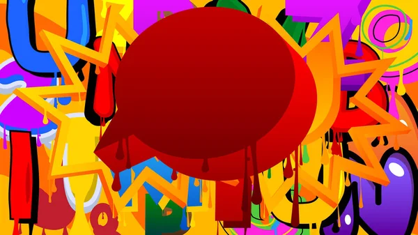 Red Speech Bubble Graffiti Flerfärgad Bakgrund Abstrakt Färgstark Modern Smutsig — Stock vektor
