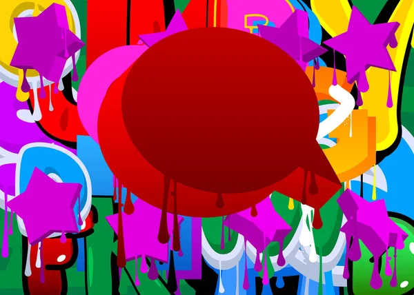 Red Speech Bubble Graffiti Fundo Multicolorido Abstrato Colorido Moderno Sujo — Vetor de Stock