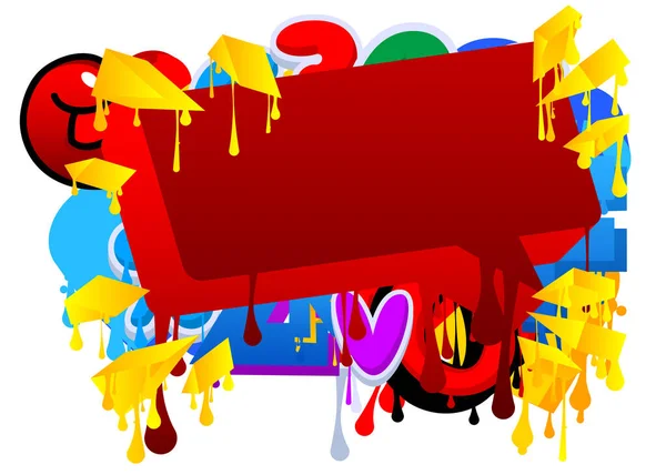 Red Speech Bubble Graffiti Fundo Multicolorido Abstrato Colorido Moderno Sujo — Vetor de Stock