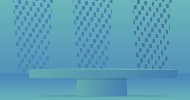 Синій Мінімальний Геометричний Циліндр Єдестал Подіум Абстрактна Футуристична Сценічна Вітрина — стокове відео