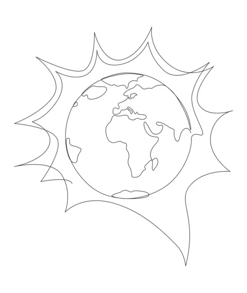 Una Línea Continua Burbuja Habla Con Earth Globe Concepto Vectorial — Vector de stock