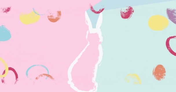 复活节销售视频与大兔子和彩蛋 优雅的假日提供设计 用彩绘的兔子和鸡蛋打折 — 图库视频影像