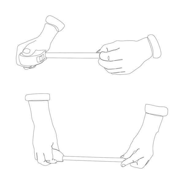 Одна Сплошная Рука Линейной Лентой Концепция Вектора Тонкой Линии Иллюстрации — стоковый вектор