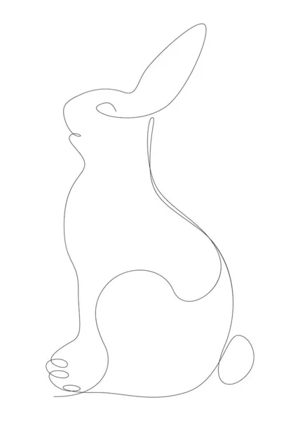 １本のウサギだ 細い線イラストベクトルのコンセプト Contour Drawing Creative Ideas — ストックベクタ