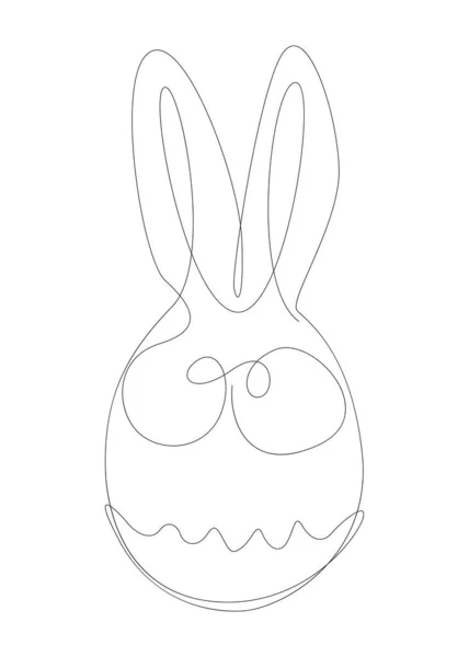 One Continuous Line Easter Egg Rabbit Ears Thin Line Illustration — Stock Vector