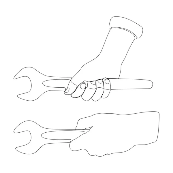 Uma Linha Contínua Mão Segurando Chave Conceito Vetor Ilustração Linha —  Vetores de Stock