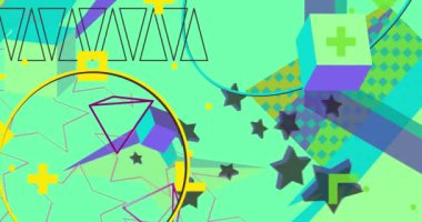 Geometrik Asgari Grafik arkaplanı. Retro geometrik temalı karikatür arka plan videosu. Klasik Soyut şekil tasarım elemanları şablonu.