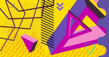 Geometrik Asgari Grafik arkaplanı. Retro geometrik temalı karikatür arka plan videosu. Klasik Soyut şekil tasarım elemanları şablonu.