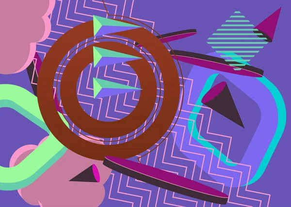 Affiche Géométrique Abstraite Rétro Violet Vert Marron Minimale Modèle Formes — Image vectorielle