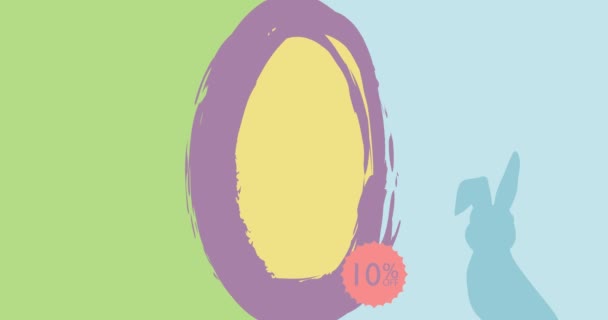 复活节特卖视频与大鸡蛋和兔子 雅致假日折扣优惠设计 — 图库视频影像