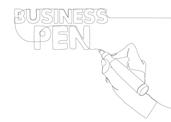 Μια Συνεχής Γραμμή Του Κειμένου Business Pen Γράφτηκε Ένα Μολύβι — Διανυσματικό Αρχείο