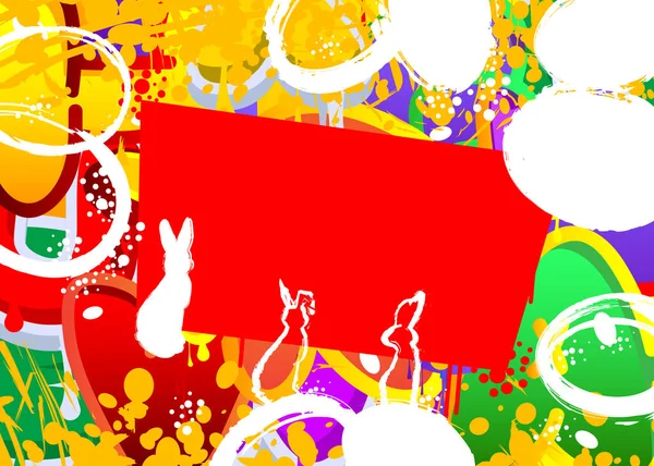 复活节涂鸦背景 现代街头艺术表现为城市绘画风格 五彩斑斓的节日装饰背景 — 图库矢量图片