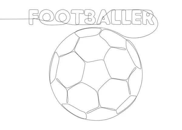 Eine Ununterbrochene Zeile Fußballer Text Mit Fußball Ball Thin Line — Stockvektor