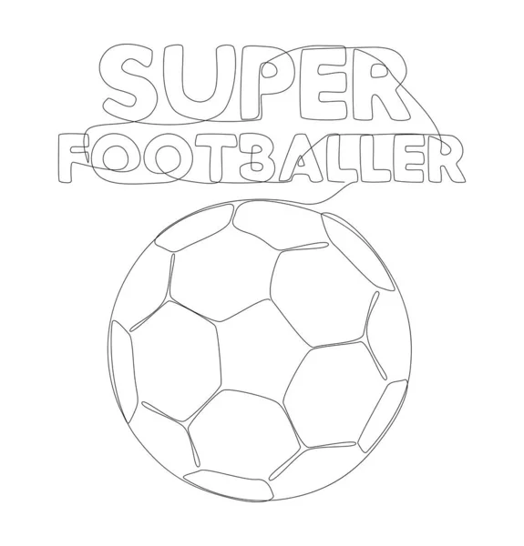Eine Ununterbrochene Zeile Super Footballer Text Mit Fußball Thin Line — Stockvektor