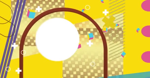 Busy Geometrical Graphic Background Animation Retro Geometric Theme Cartoon Video — Stock Video