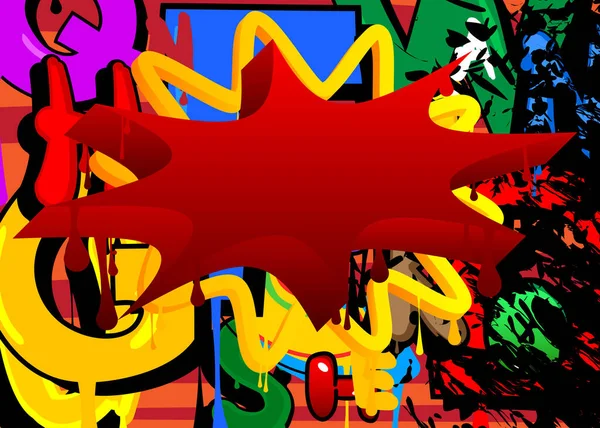 スピーチバブル落書きの背景 カラフルな都市の絵画スタイルの背景 現代のダーティストリートアート装飾における抽象的な議論シンボル — ストックベクタ