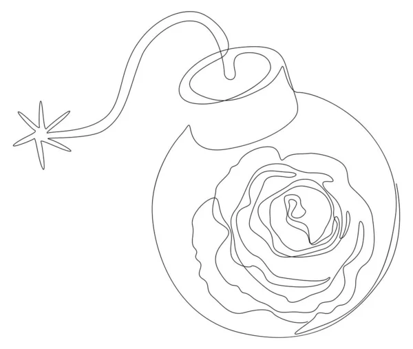 Egy Folyamatos Bombavonal Rózsavirággal Vékony Vonal Illusztráció Vektor Koncepció Contour — Stock Vector