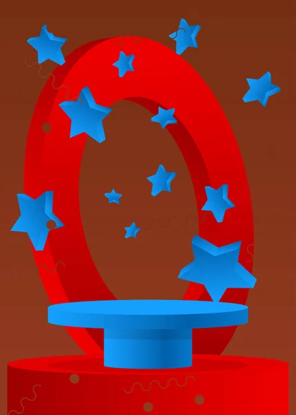 Podium Cylindre Bleu Rouge Brun Affichage Vectoriel Réaliste Produit Formes — Image vectorielle