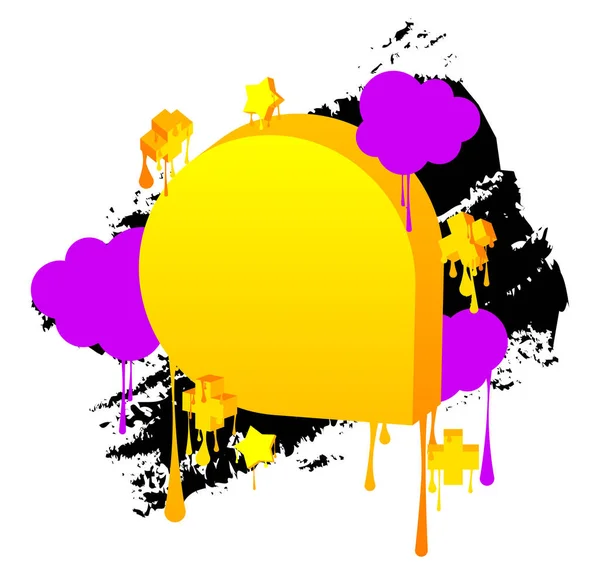 Bolha Fala Grafite Amarelo Com Elementos Roxos Pretos Design Arte —  Vetores de Stock