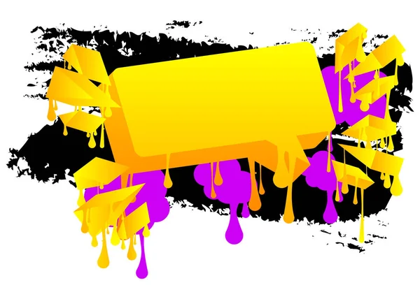 Жовта Бульбашка Графіті Фіолетовими Чорними Елементами Анотація Сучасного Дизайну Вуличного — стоковий вектор