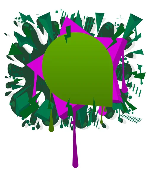 Зеленый Граффити Речевой Пузырь Фиолетовыми Элементами Абстрактный Современный Стрит Арт — стоковый вектор
