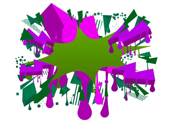 Зеленый Граффити Речевой Пузырь Фиолетовыми Элементами Абстрактный Современный Стрит Арт — стоковый вектор