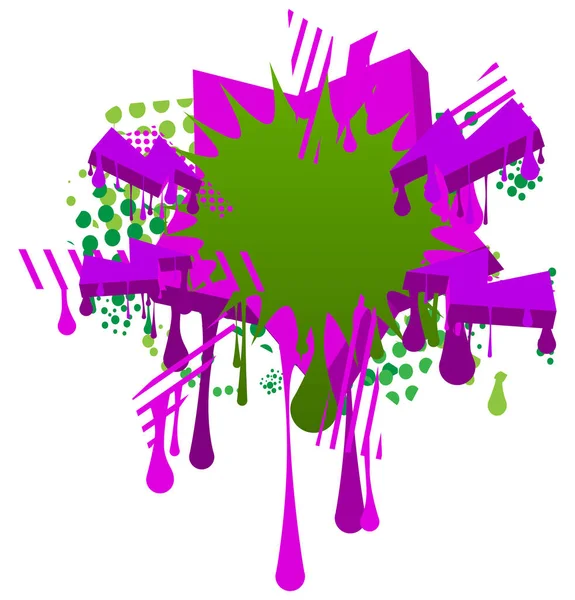 Grön Graffiti Tal Bubbla Med Lila Element Abstrakt Modern Gatukonst — Stock vektor