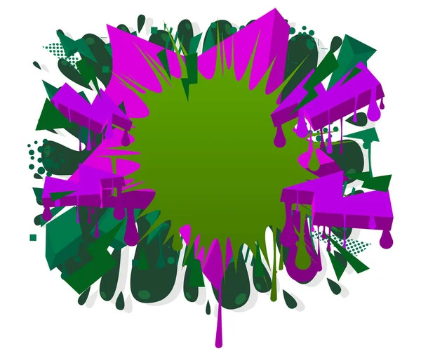 Burbuja Discurso Graffiti Verde Con Elementos Púrpura Diseño Abstracto Arte — Vector de stock